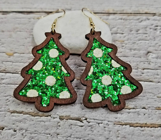 Christmas Tree Shiny Earrings - Red or Green | Charlotte's Classy Closet