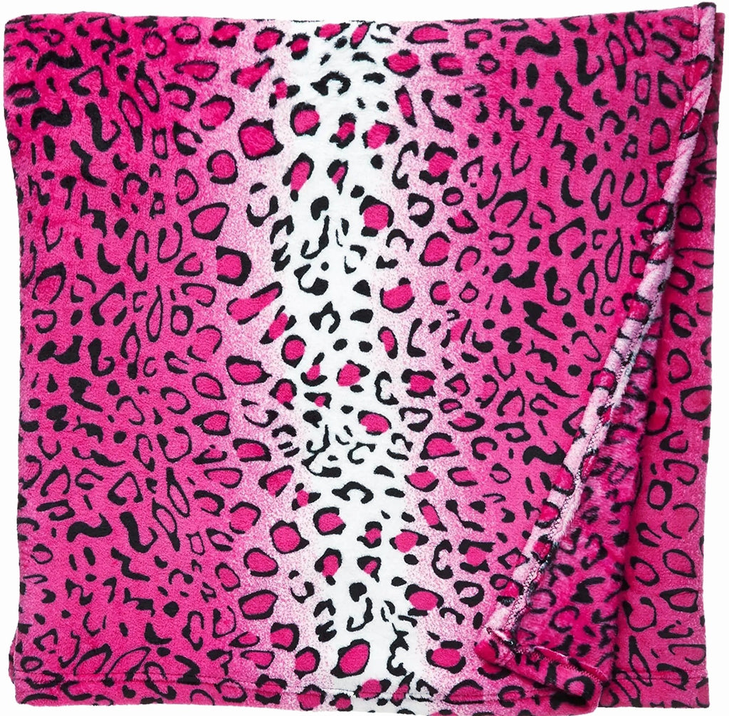 Hot Pink Leopard Animal Print Soft Plush Flannel Blanket Throw | Charlotte's Classy Closet