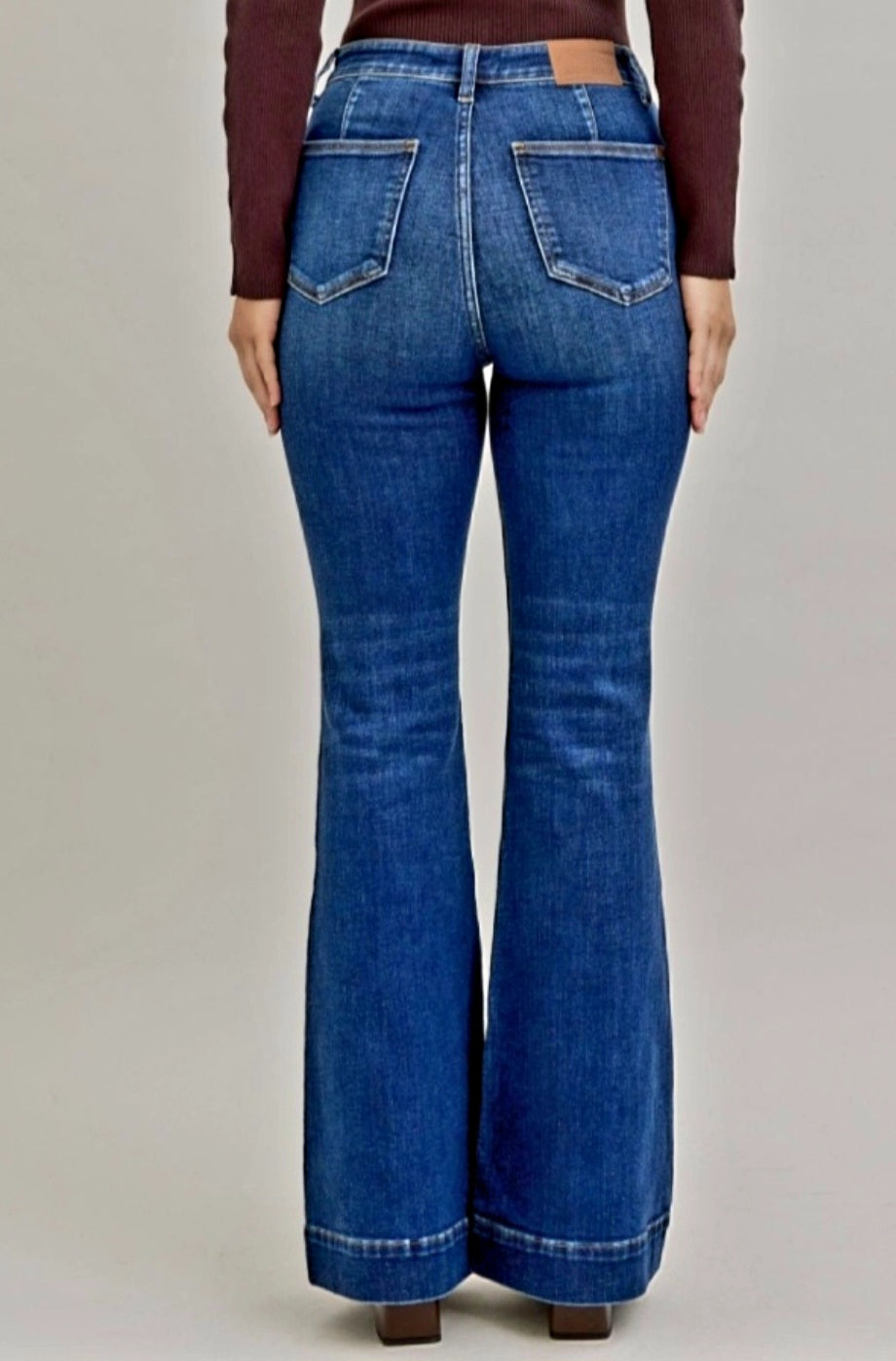 High Rise Flare Judy Blue Jeans - Medium Denim - Regular & Plus Size | Charlotte's Classy Closet