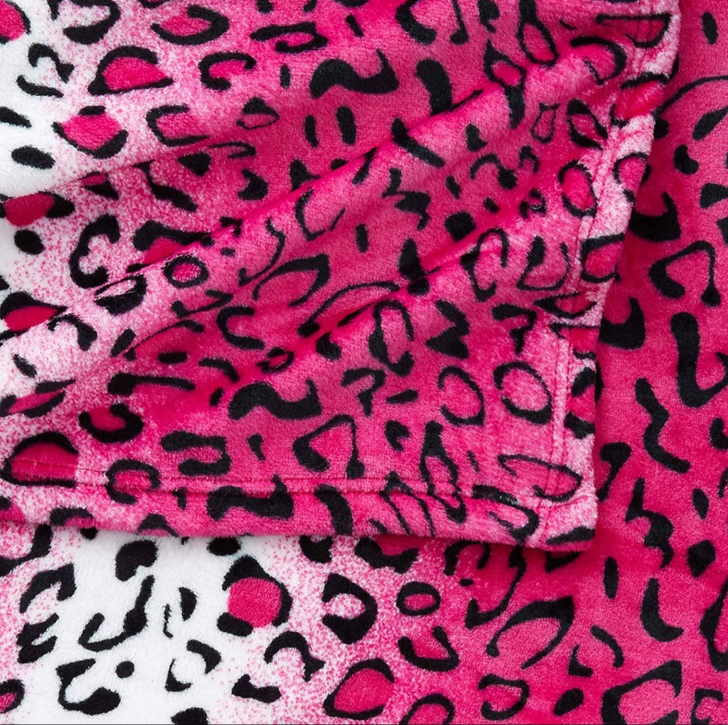 Hot Pink Leopard Animal Print Soft Plush Flannel Blanket Throw | Charlotte's Classy Closet