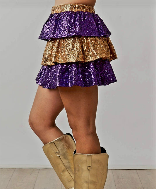 Mardi Gras Fully Sequin Fully Lined Skort | ONE MEDIUM LEFT! | Charlotte's Classy Closet