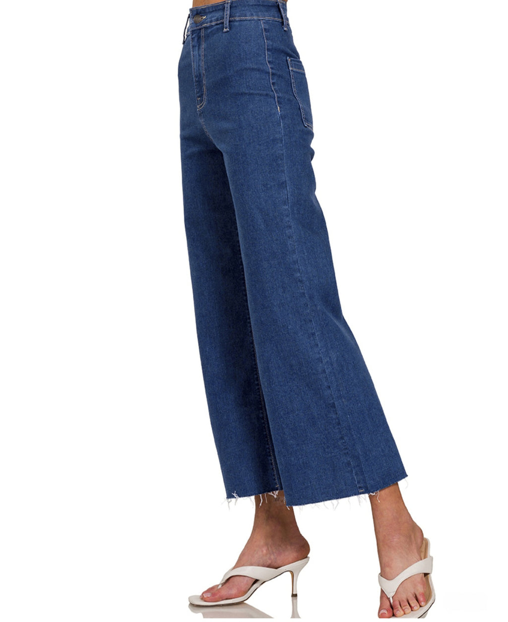HIGH WAIST WIDE LEG STRAIGHT CROPPED DARK DENIM JEANS | SIZES S-XL | Charlotte's Classy Closet