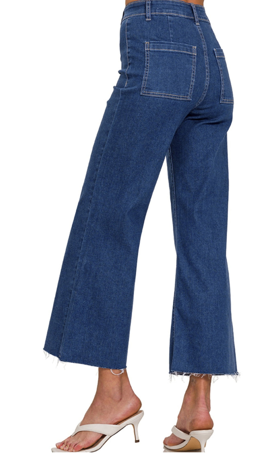 HIGH WAIST WIDE LEG STRAIGHT CROPPED DARK DENIM JEANS | SIZES S-XL | Charlotte's Classy Closet