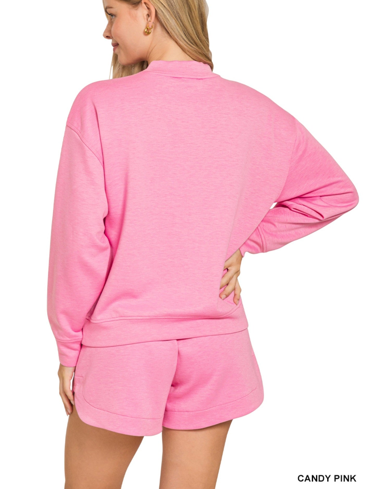 ACTIVEWEAR COLLECTION SCUBA 2-PIECE SWEATSHIRT & SWEAT SHORTS SET| CANDY PINK | Charlotte's Classy Closet