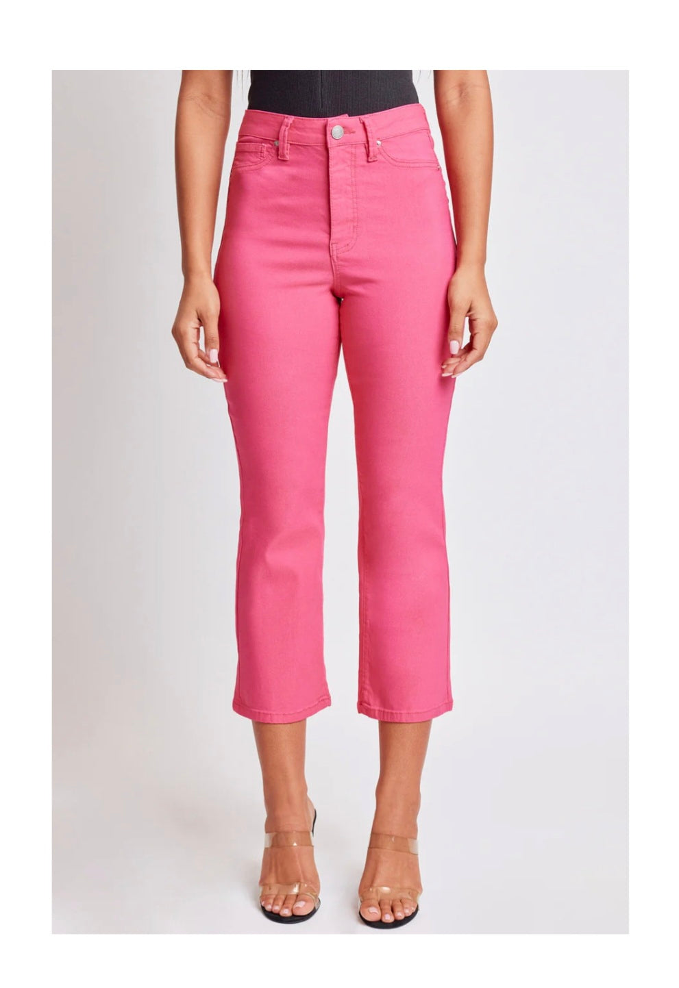 YMI HYPERSTRETCH HIGH RISE CROPPED KICK FLARE PANT | Pink Coral