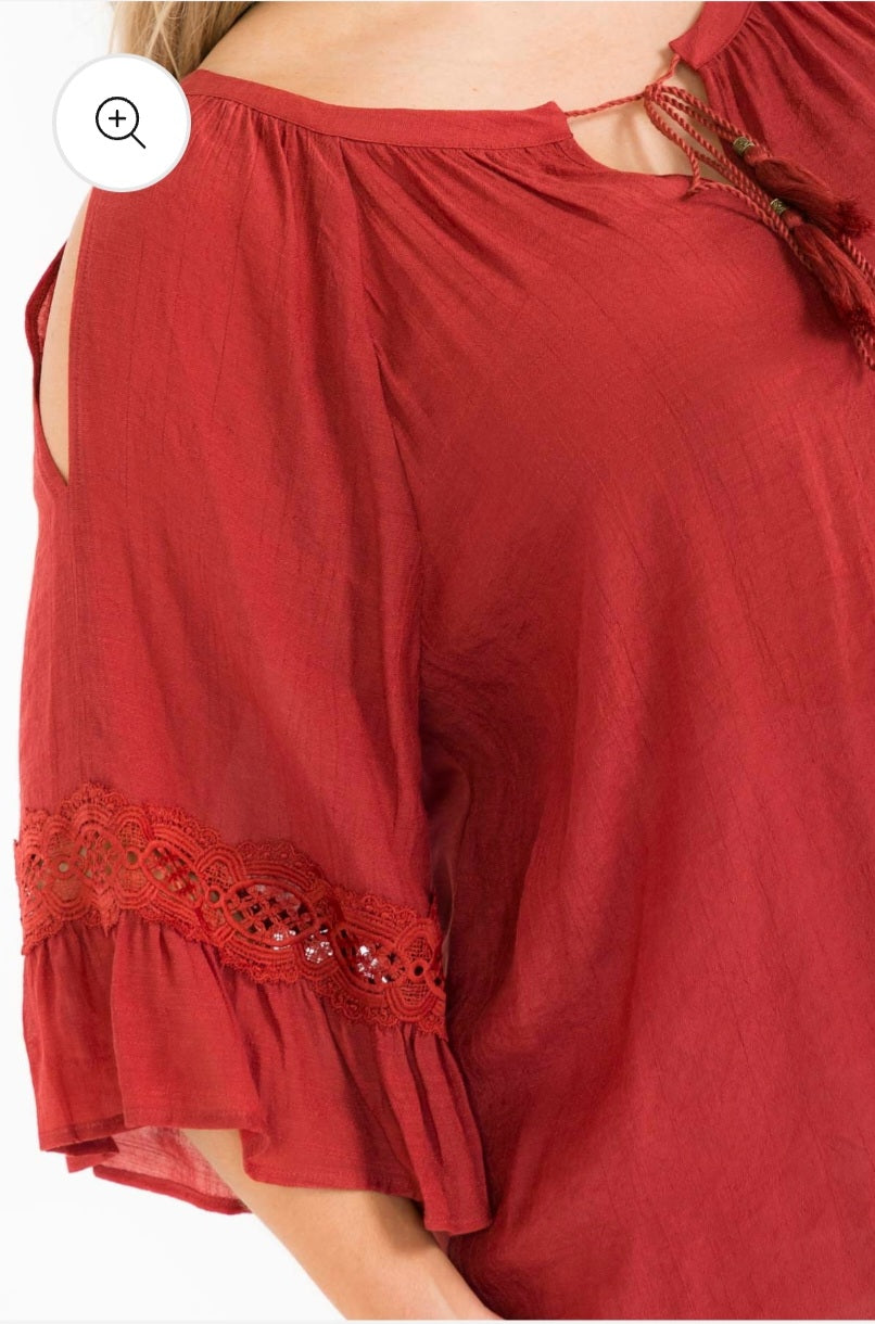 Plus Size Super Cool & Lightweight Bell Elbow Length Sleeves Top