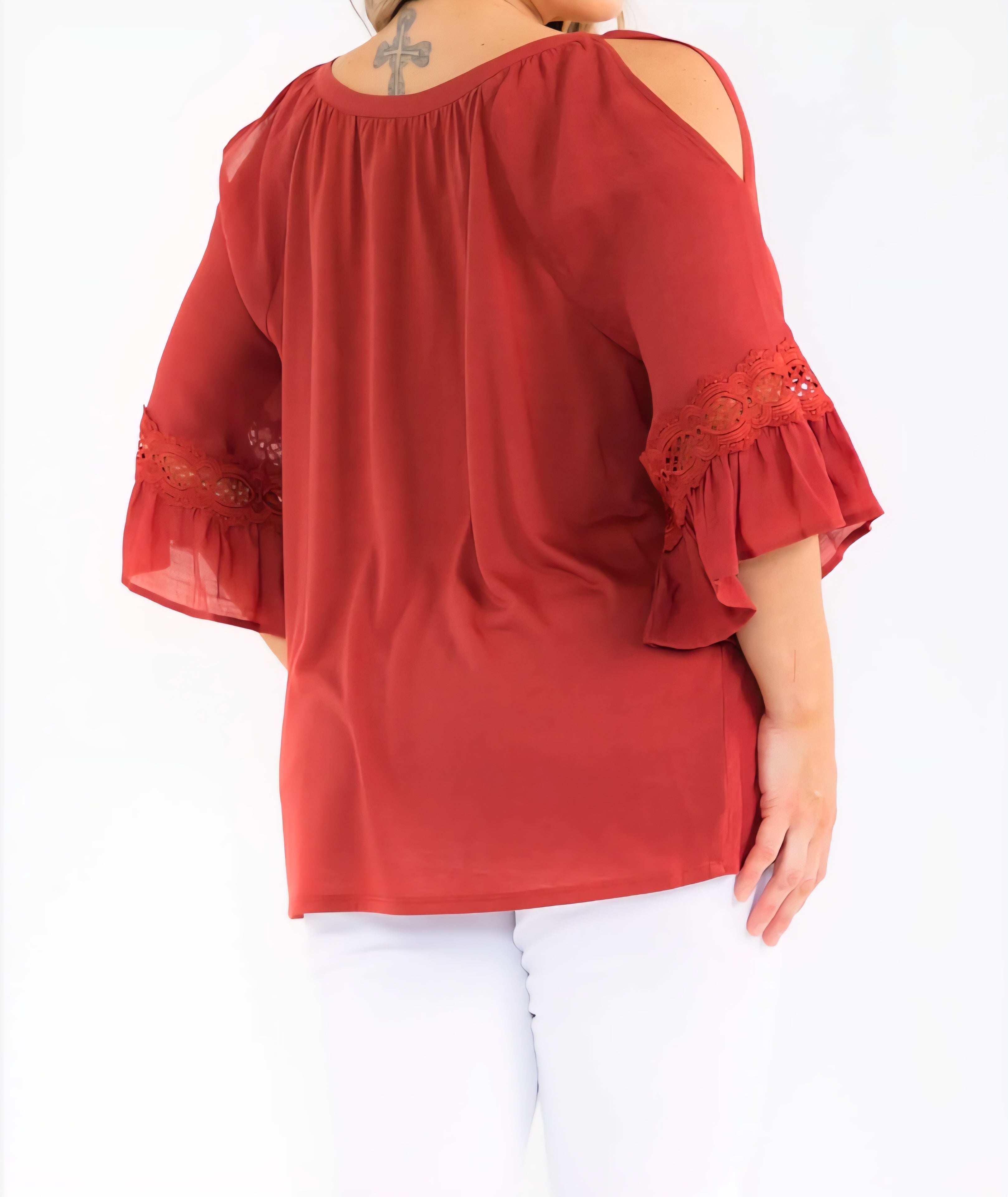 Plus Size Super Cool & Lightweight Bell Elbow Length Sleeves Top