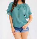 Super Lightweight Starfish Tassel Elbow Length Bell Sleeves Top