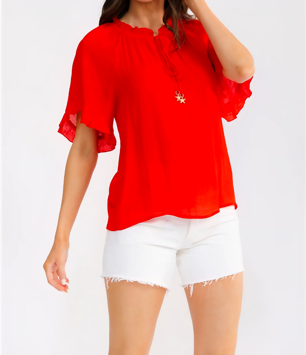 Super Lightweight Starfish Tassel Elbow Length Bell Sleeves Top
