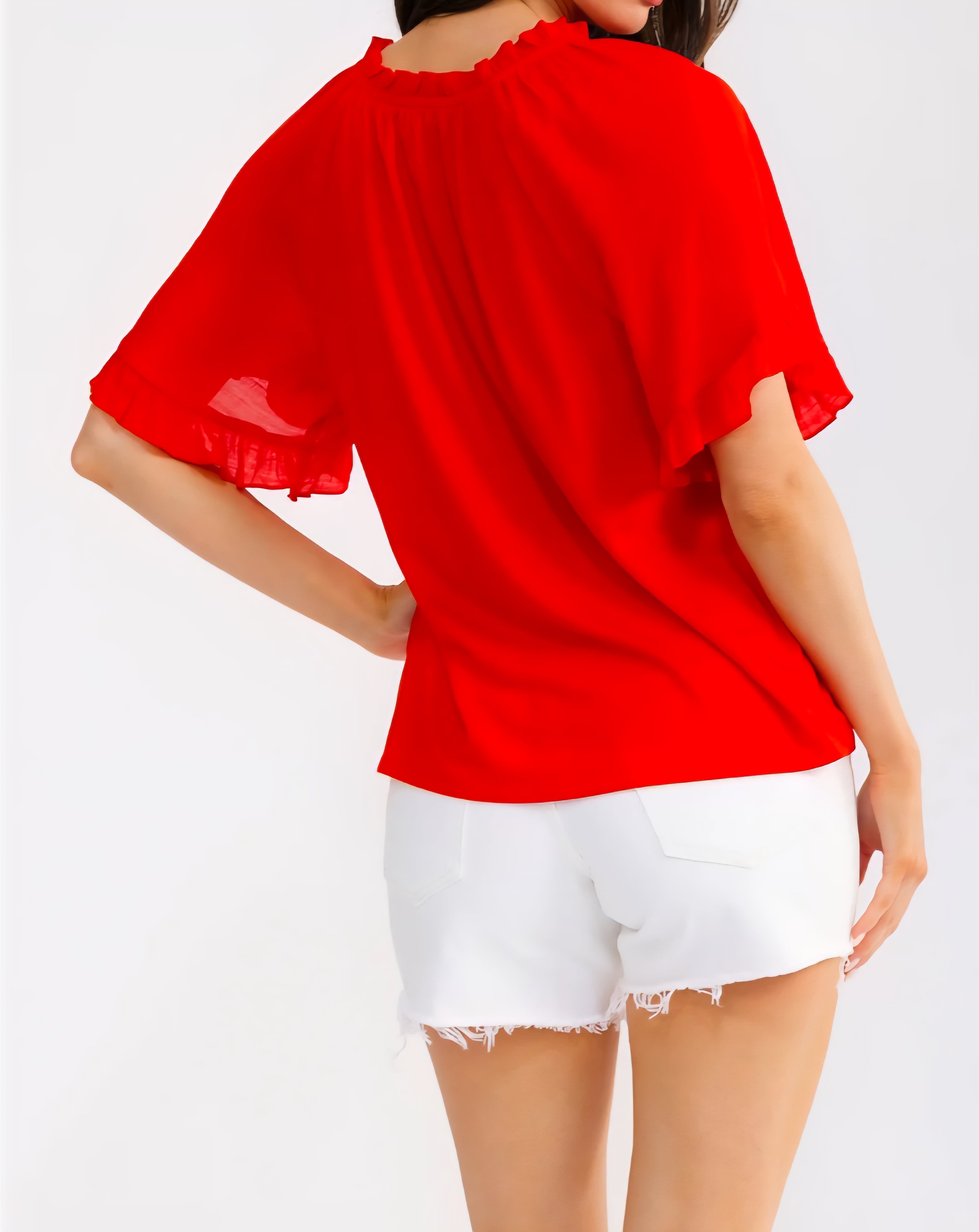 Super Lightweight Starfish Tassel Elbow Length Bell Sleeves Top