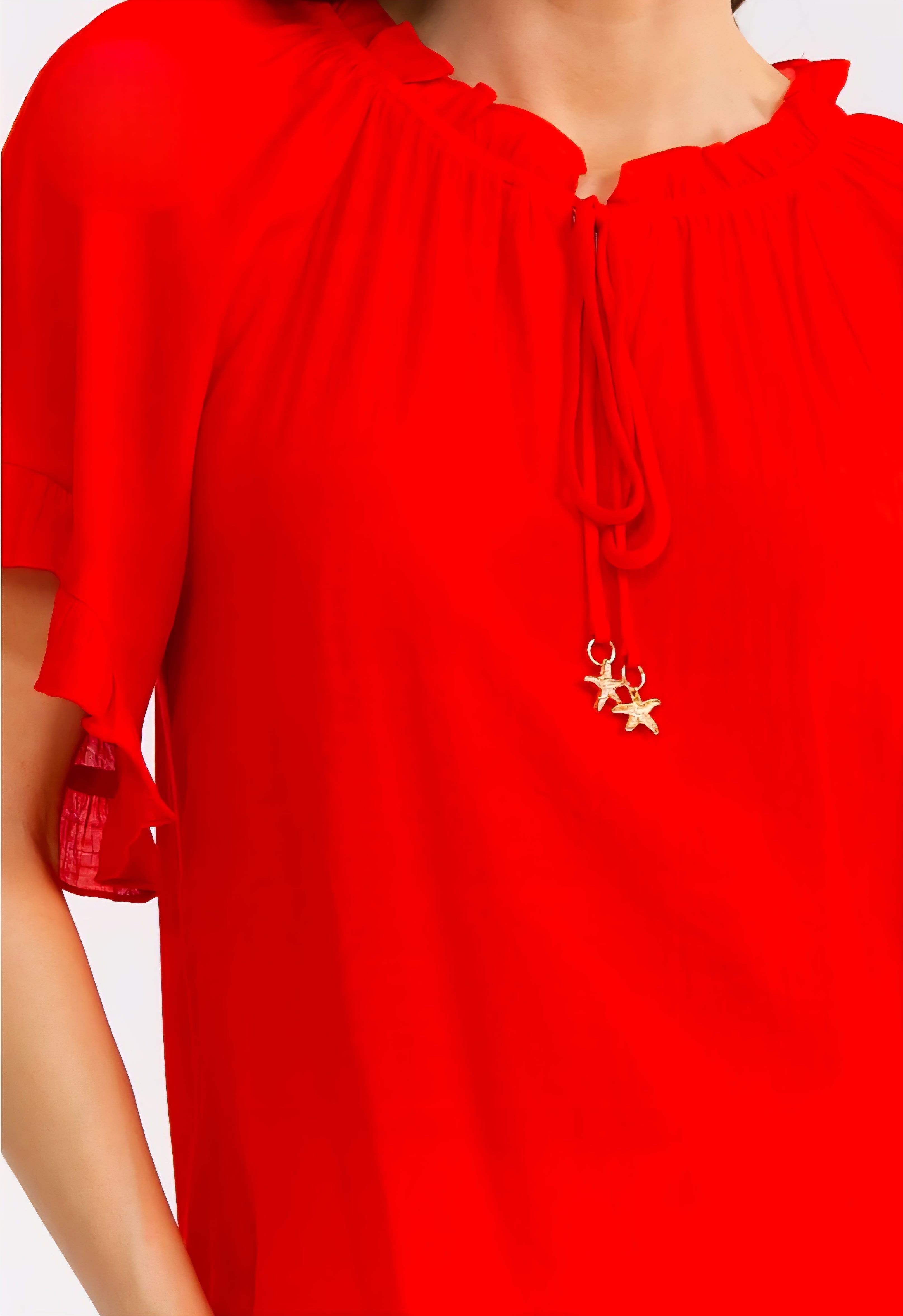Super Lightweight Starfish Tassel Elbow Length Bell Sleeves Top