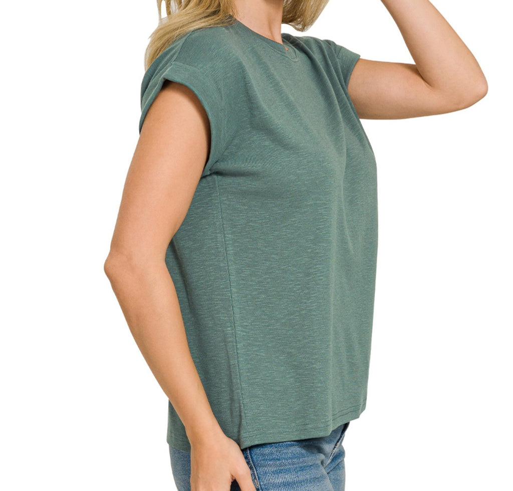 Cotton Modal Rolled Short Sleeve T-Shirt