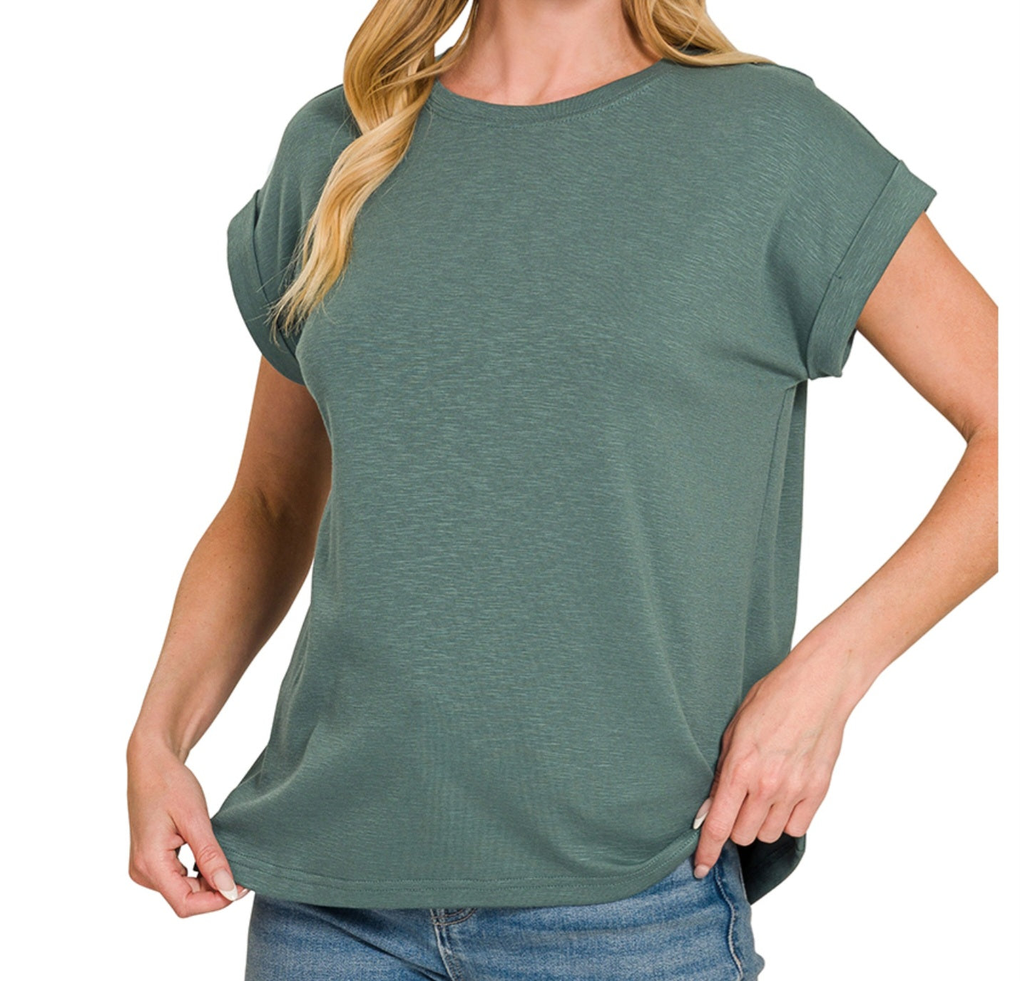 Cotton Modal Rolled Short Sleeve T-Shirt