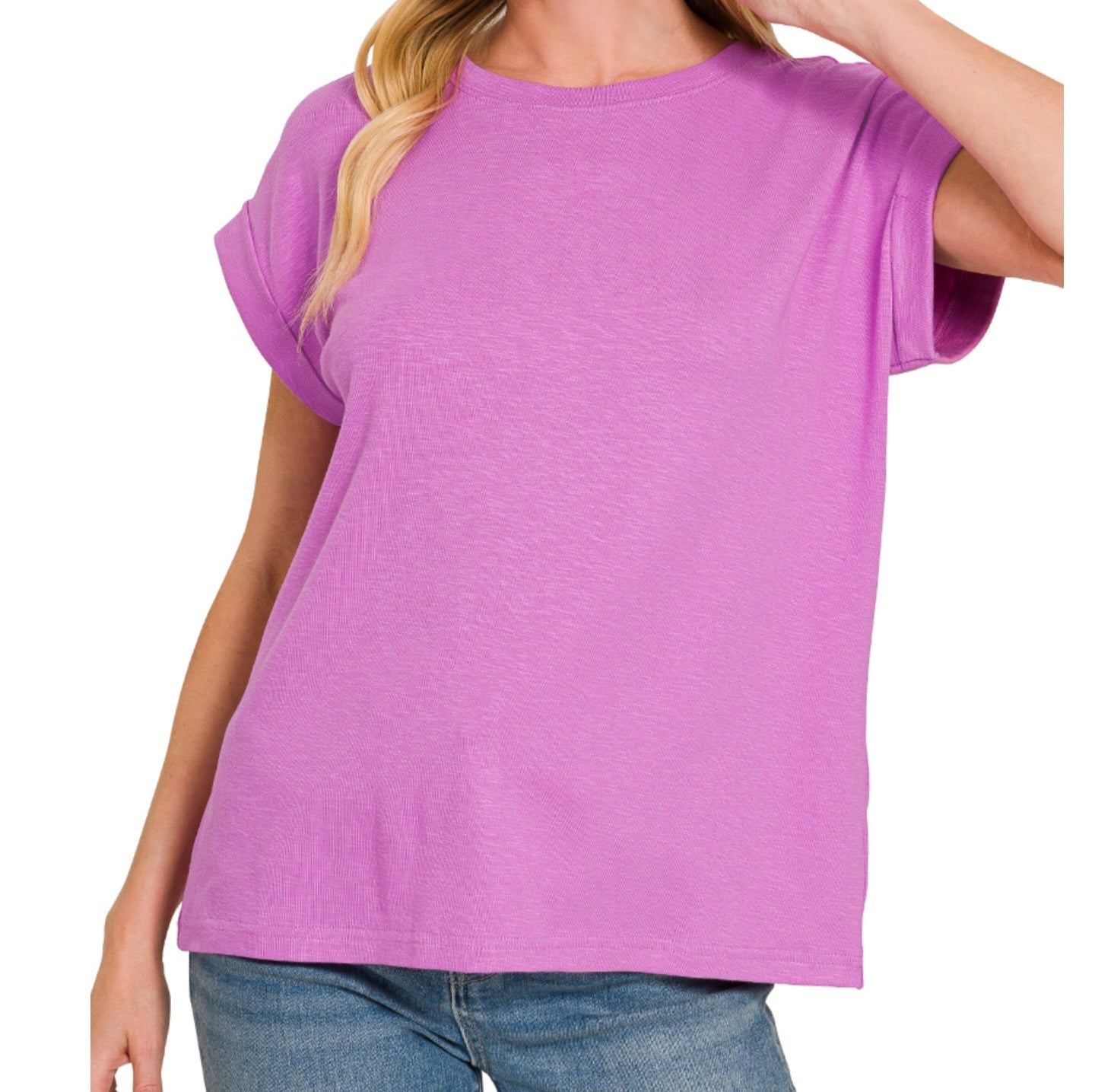 Cotton Modal Rolled Short Sleeve T-Shirt