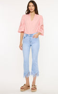 Kancan High-Rise Cropped Bootcut Jeans | Frayed Hem | Sale