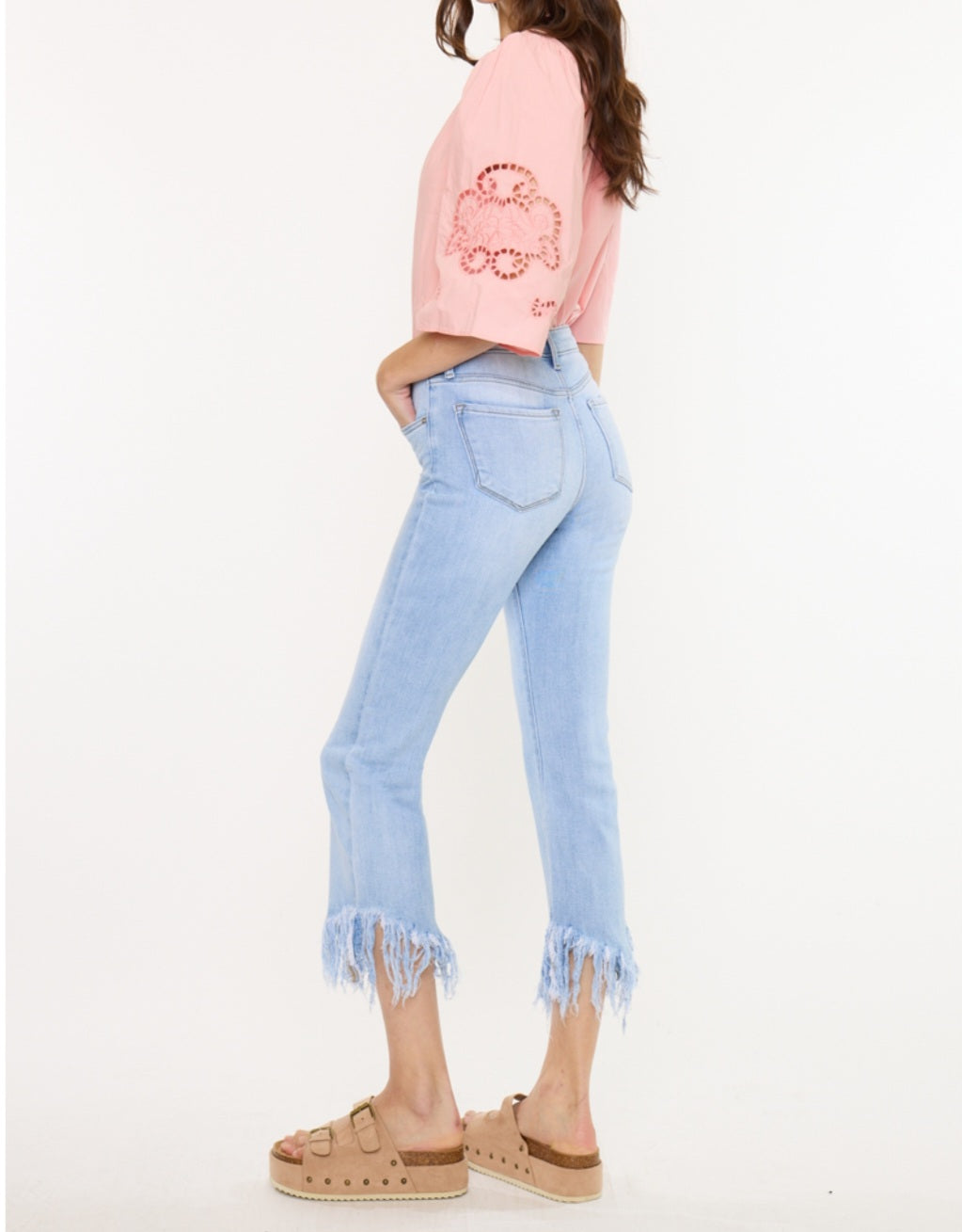 Kancan HR Bootcut Cropped Fray Hem Jeans