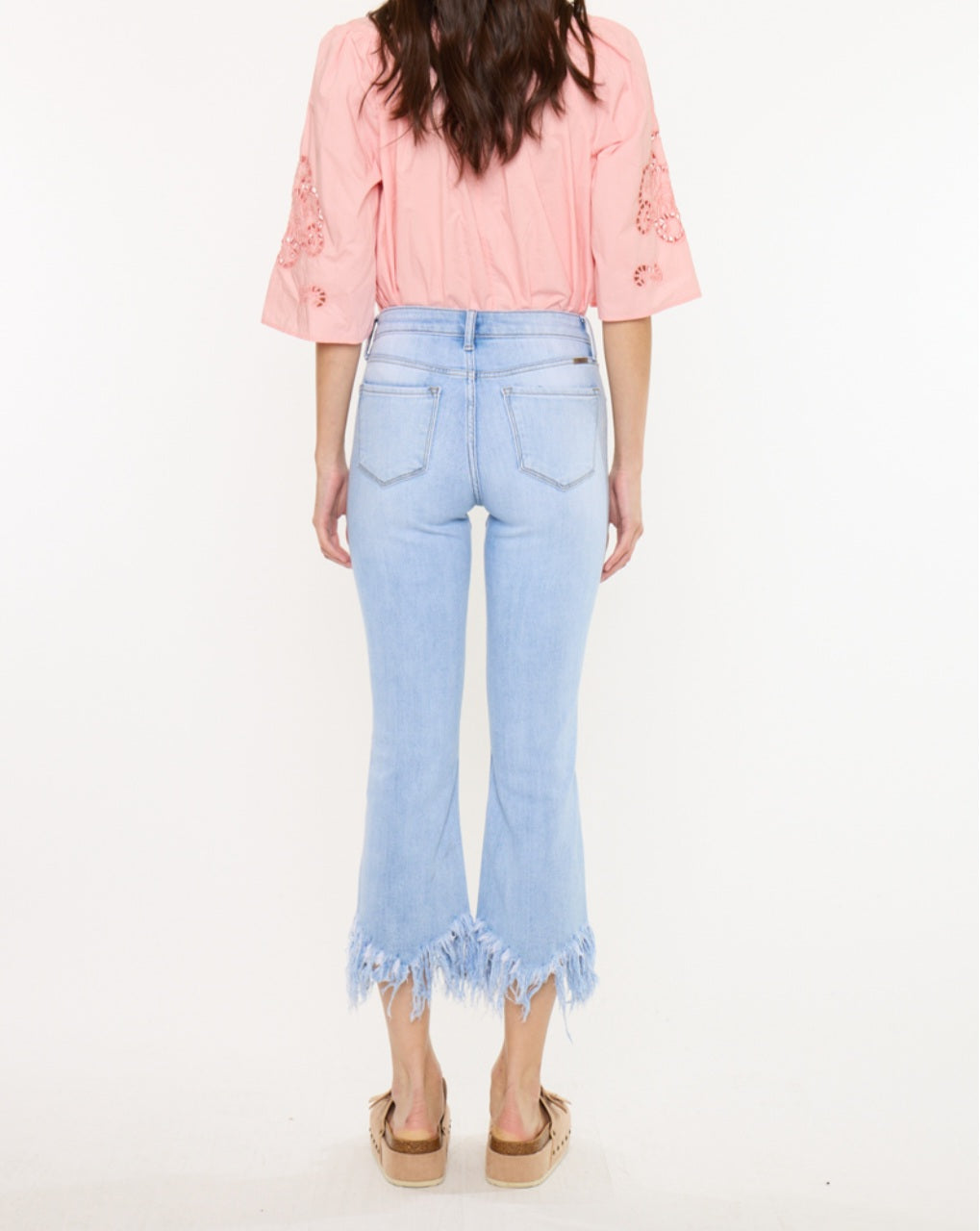 Kancan HR Bootcut Cropped Fray Hem Jeans