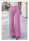 T&C Apparel High Waist Double Button Hot Pink Flared Jeans