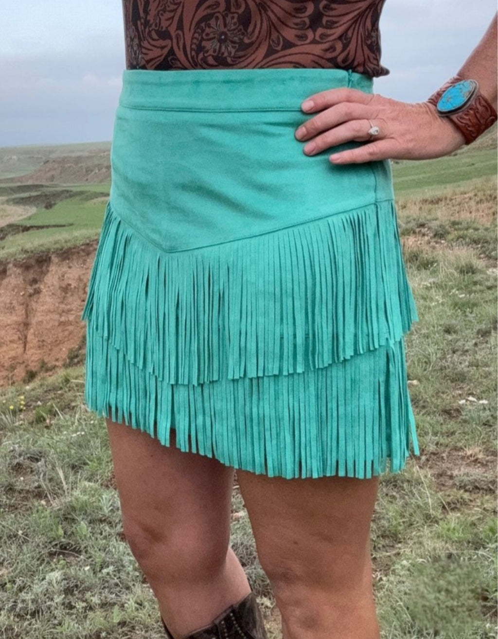 Sterling Kreek Fort Worth Fringe Skort | Turquoise