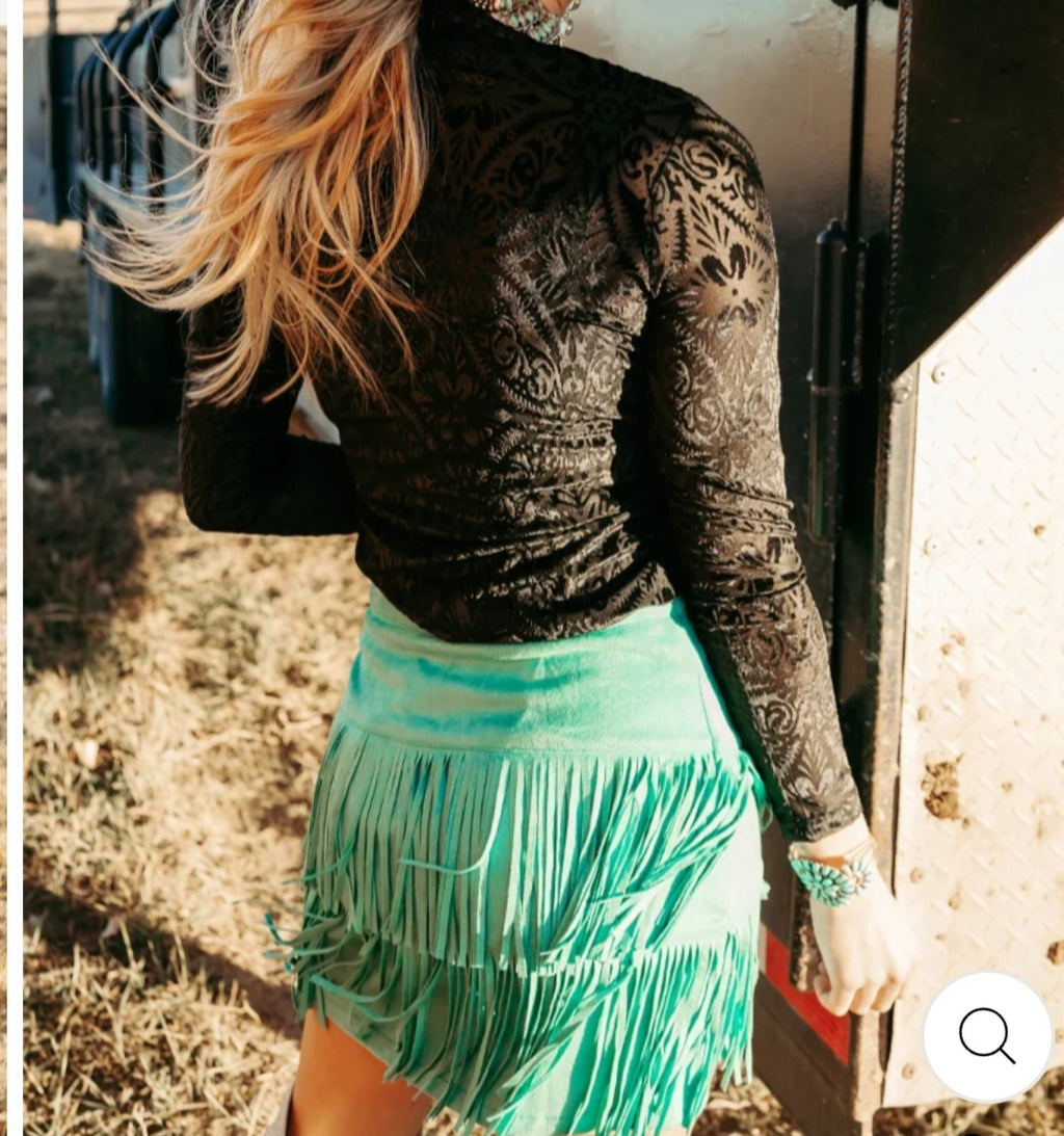Sterling Kreek Fort Worth Fringe Skort | Turquoise