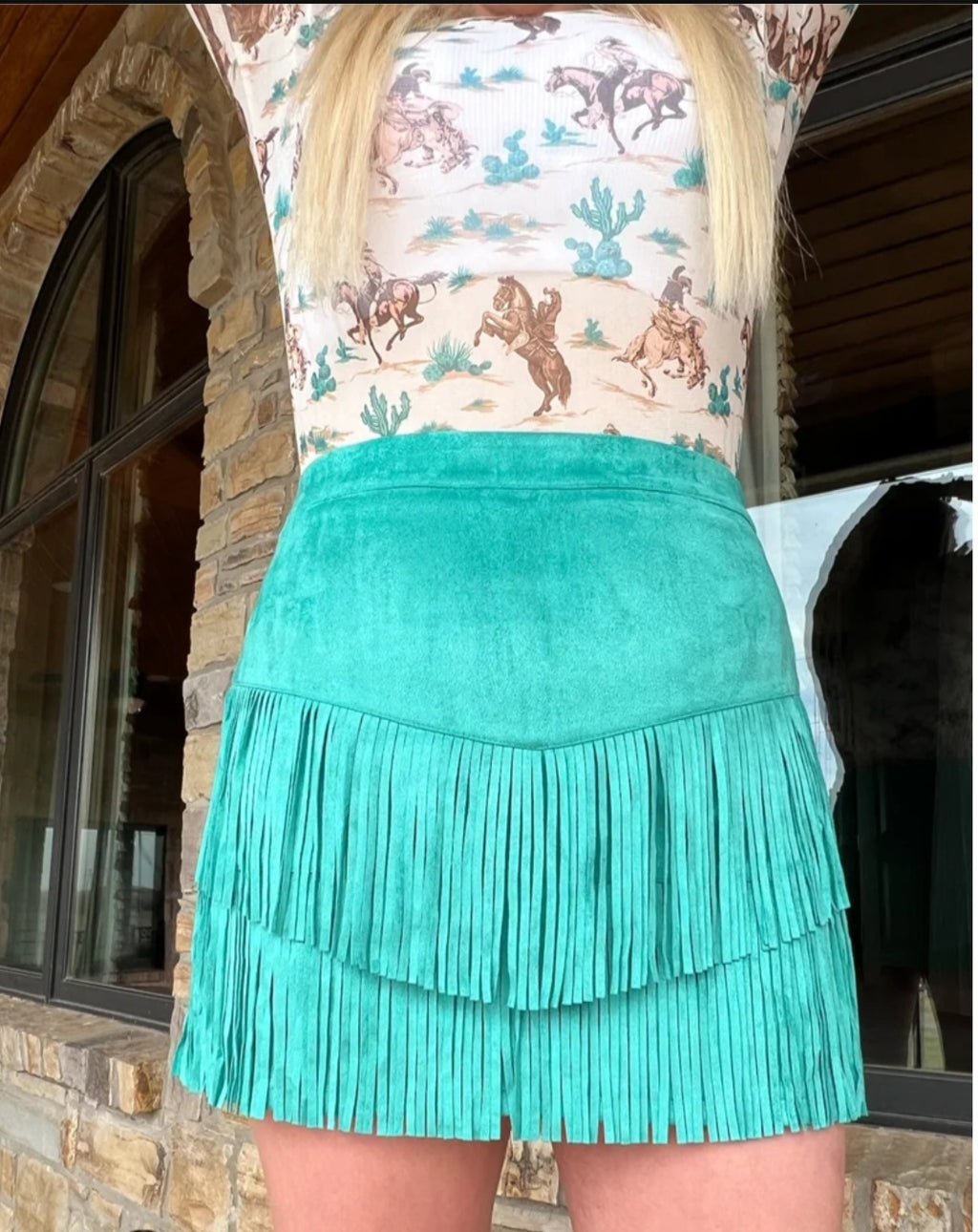 Sterling Kreek Fort Worth Fringe Skort | Turquoise