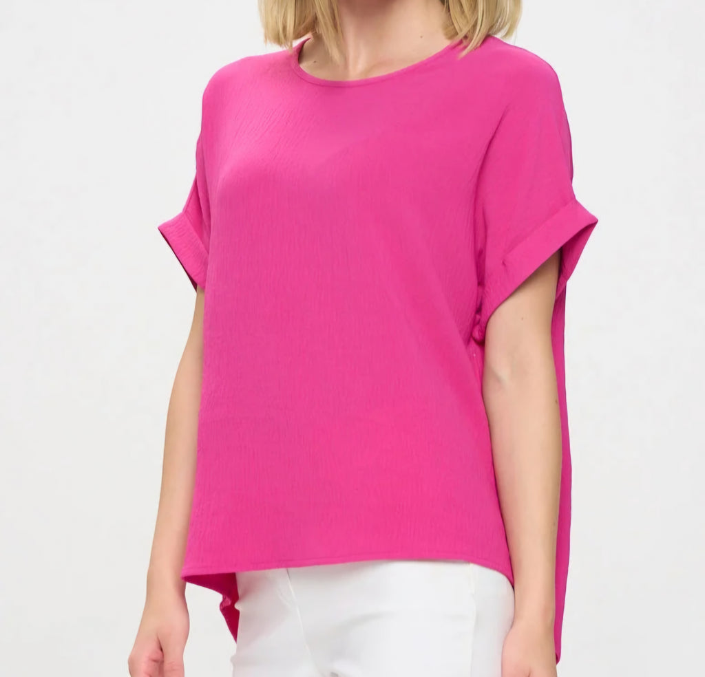 Fuchsia Cuffed Dolman Sleeve Top | Relaxed Missy Fit