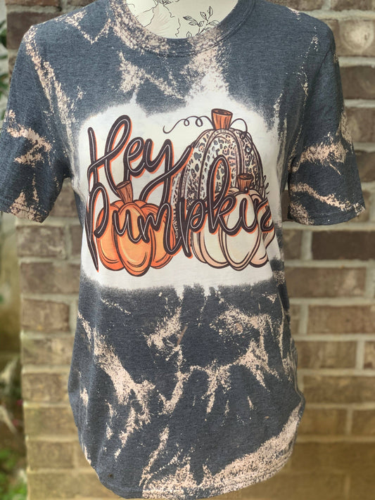SALE - Hey Pumpkin on Smokey Gray Bleached T-Shirt