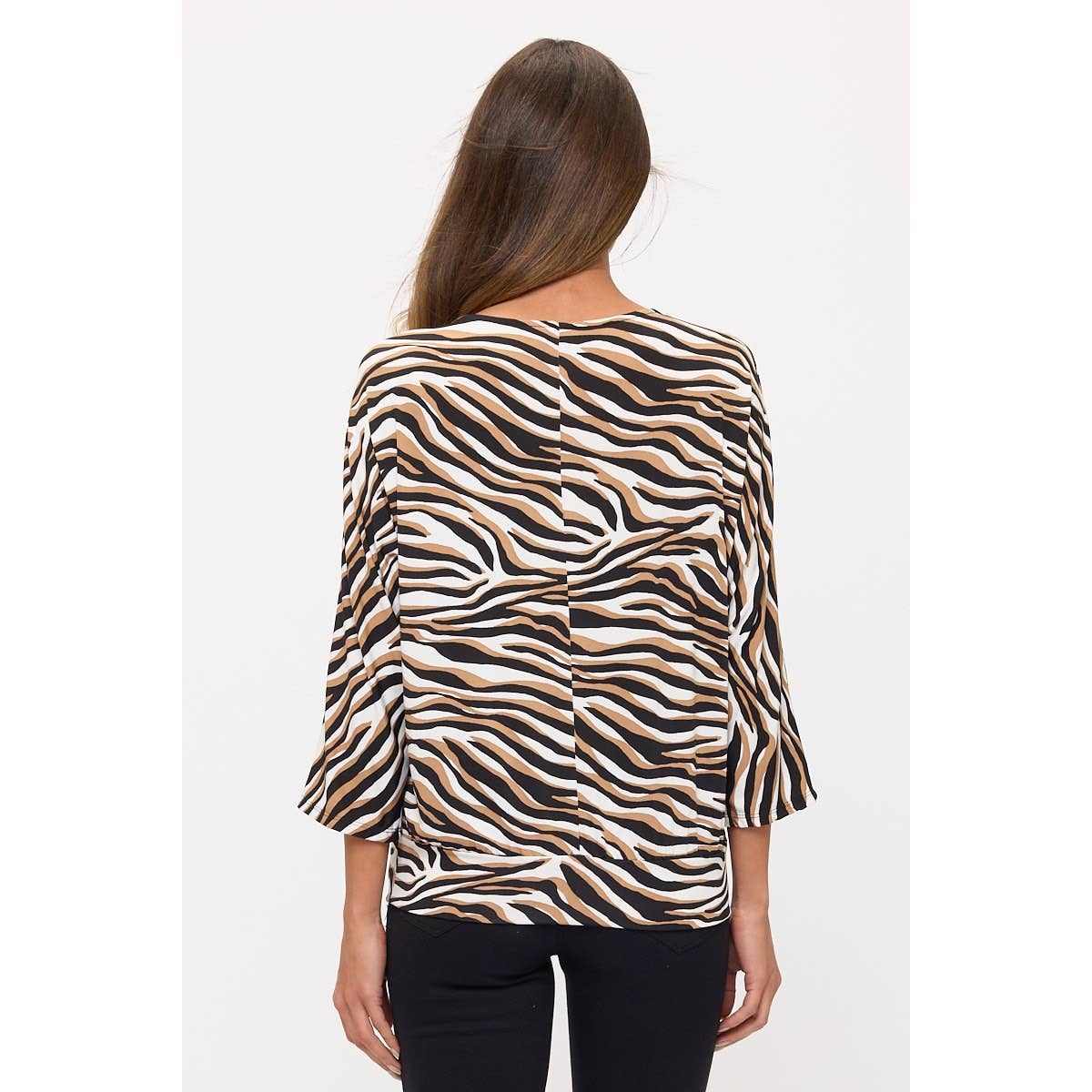 Animal Print V-Neck Chain Keyhole Super Flattering Banded Hem Dolman Sleeve Top | Charlotte's Classy Closet