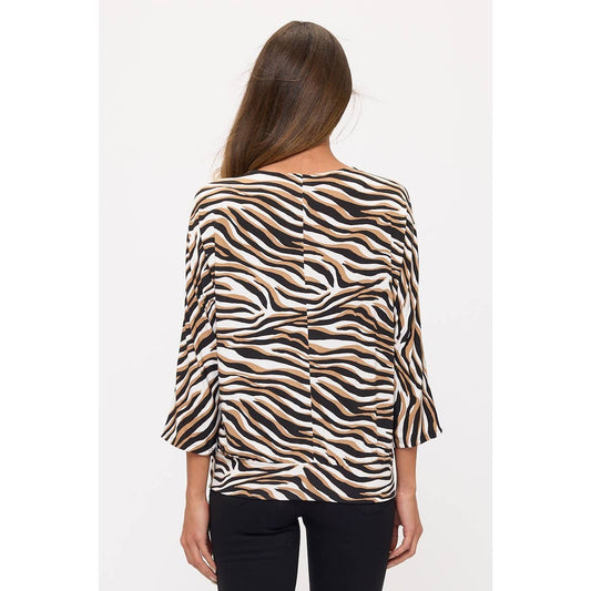 Animal Print V-Neck Chain Keyhole Super Flattering Banded Hem Dolman Sleeve Top | Charlotte's Classy Closet