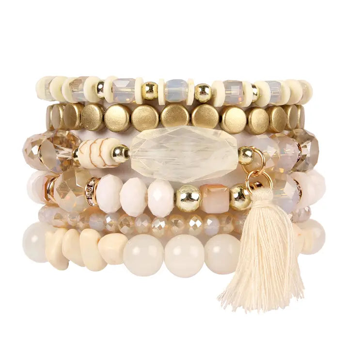 6 Strand Boho Charm Tassel Bracelet
