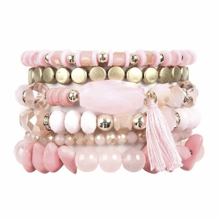 6 Strand Boho Charm Tassel Bracelet