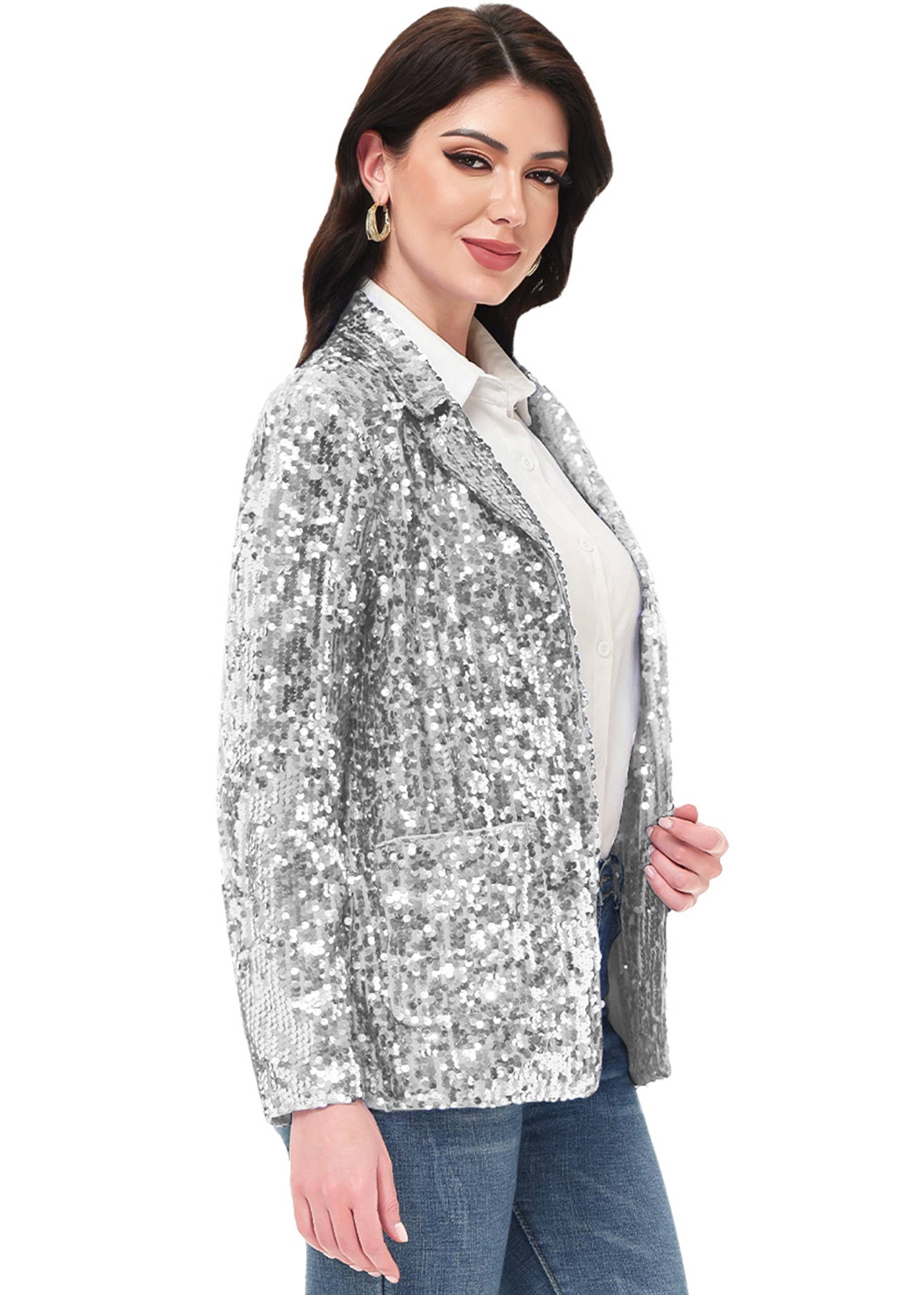 Sequin Multi-Color or Silver Sparkling Jacket | Charlotte's Classy Closet