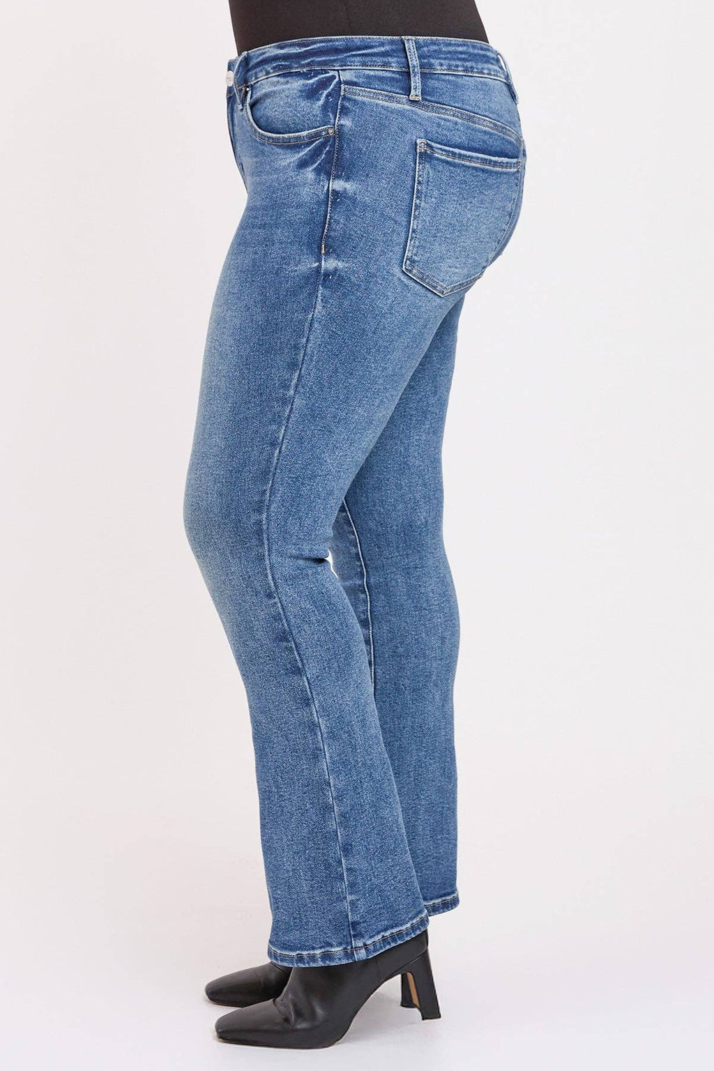 PLUS SIZE TUMMY CONTROL HIGH RISE PREMIUM STRETCH BOOTCUT JEANS | Charlotte's Classy Closet