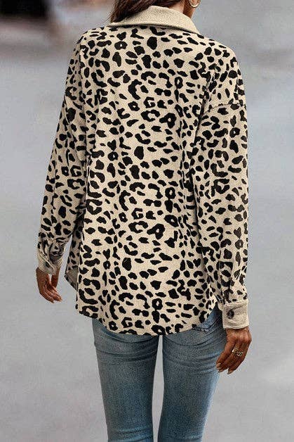 Button Down Long Sleeves Animal Print Shacket Jacket | Charlotte's Classy Closet