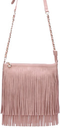 Fringed Rose Pink Faux Leather Crossbody Bag | Charlotte's Classy Closet