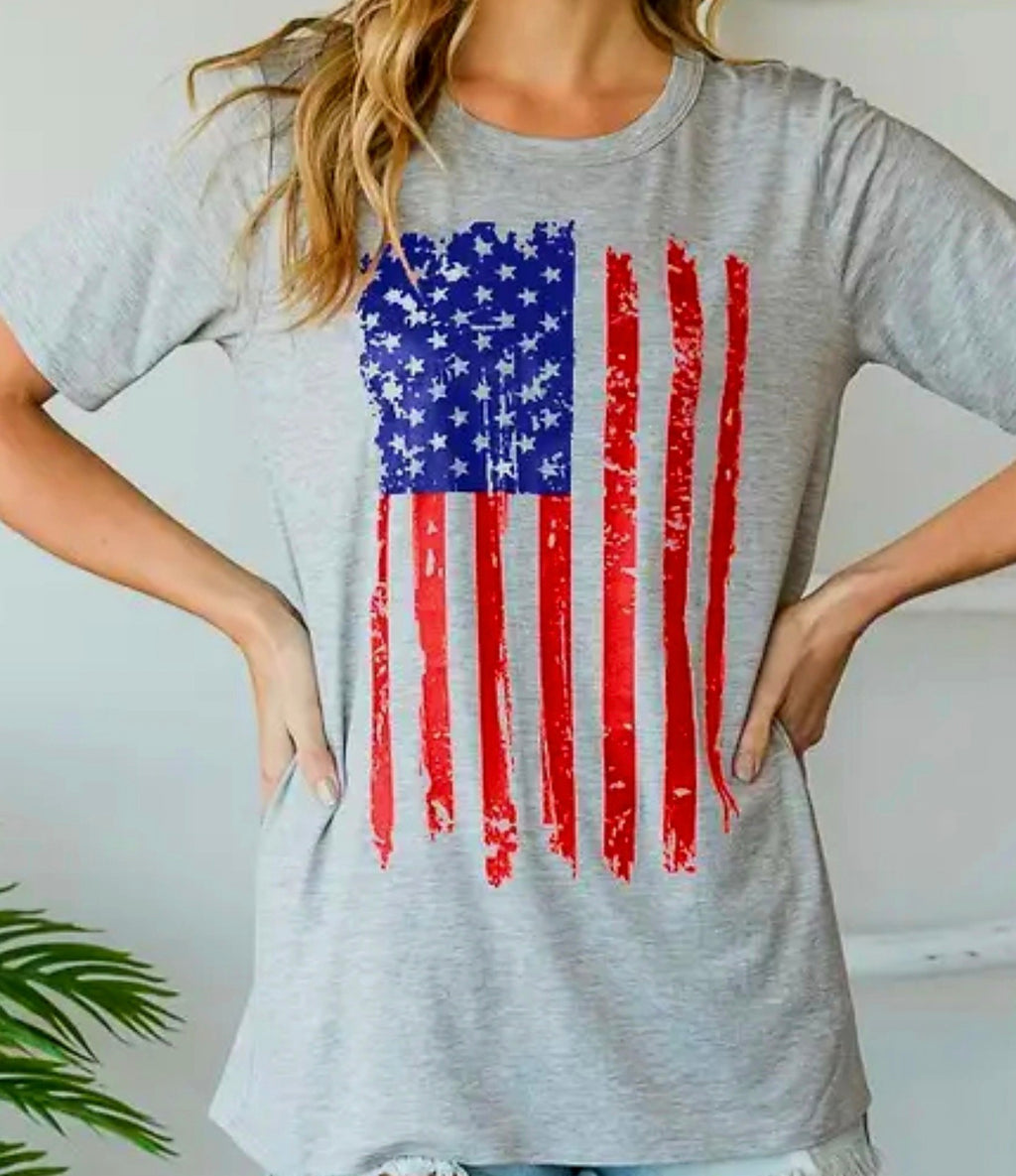 PATRIOTIC DISTRESSED AMERICAN FLAG T-SHIRT
