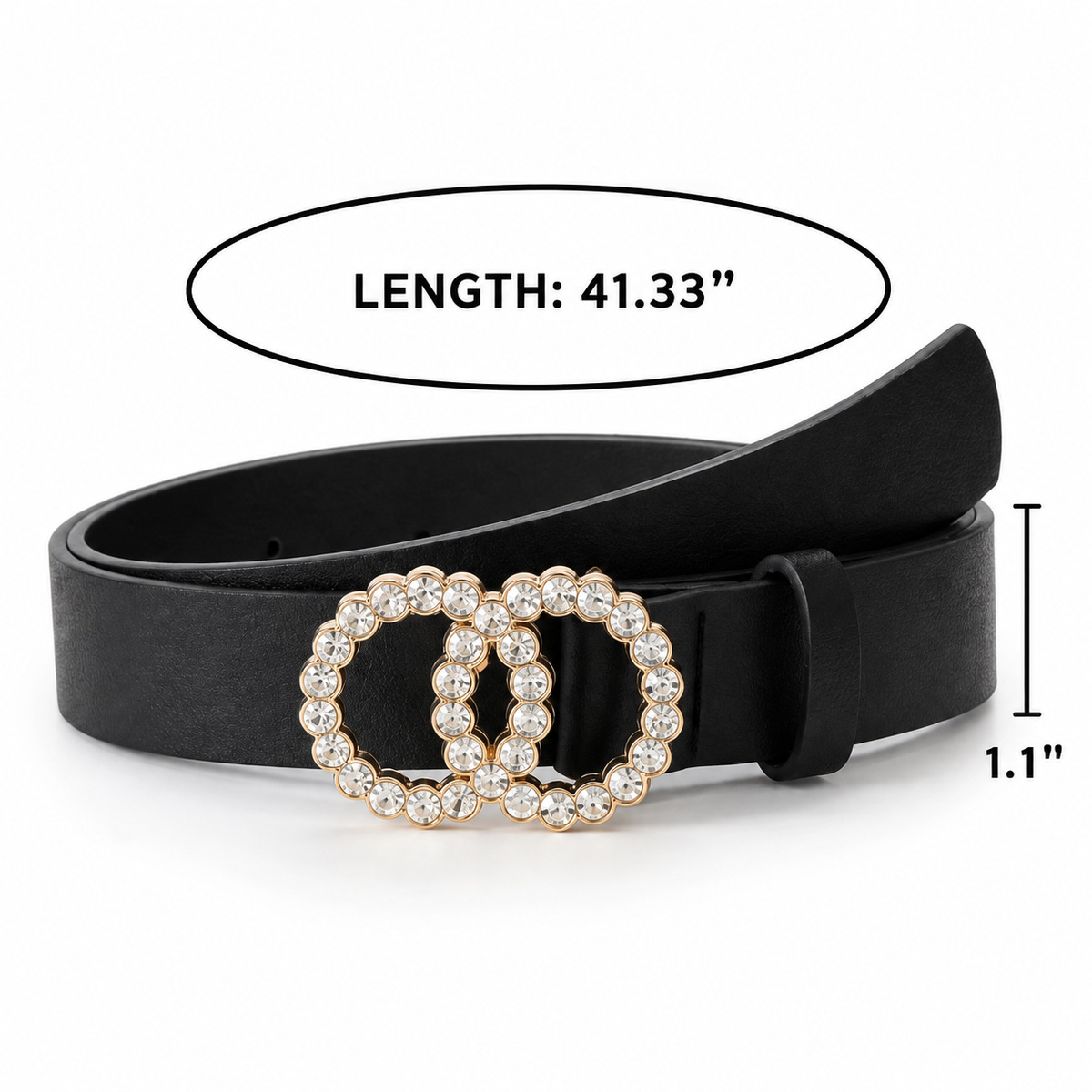 Rhinestone Double Ring Buckle Belt