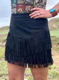 Sterling Kreek Fort Worth Black Fringe Skort | Western Mini | Built-In Shorts
