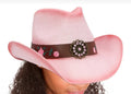 Pink Rose Concho Belt Ombre Straw Cowboy Hat | Charlotte's Classy Closet