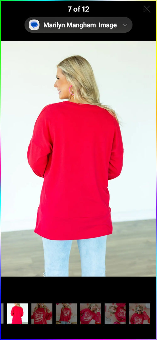 Kiss Cake RED OVERSIZED SUPER SOFT LIGHTWEIGHT MICRO FLEECE TOP - photo 2