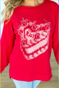 Kiss Cake RED OVERSIZED SUPER SOFT LIGHTWEIGHT MICRO FLEECE TOP - photo 1