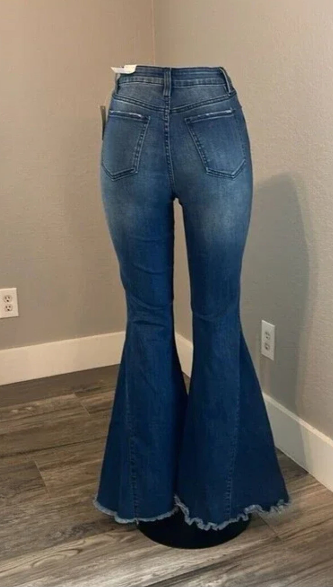 YMI Fabulous Fitting Flare Bell Bottom Jeans | Dark Distressed Denim