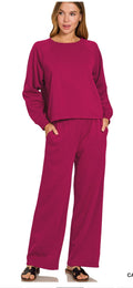 Fleece Loungewear Raglan Long Sleeve Sweatshirt & Pants