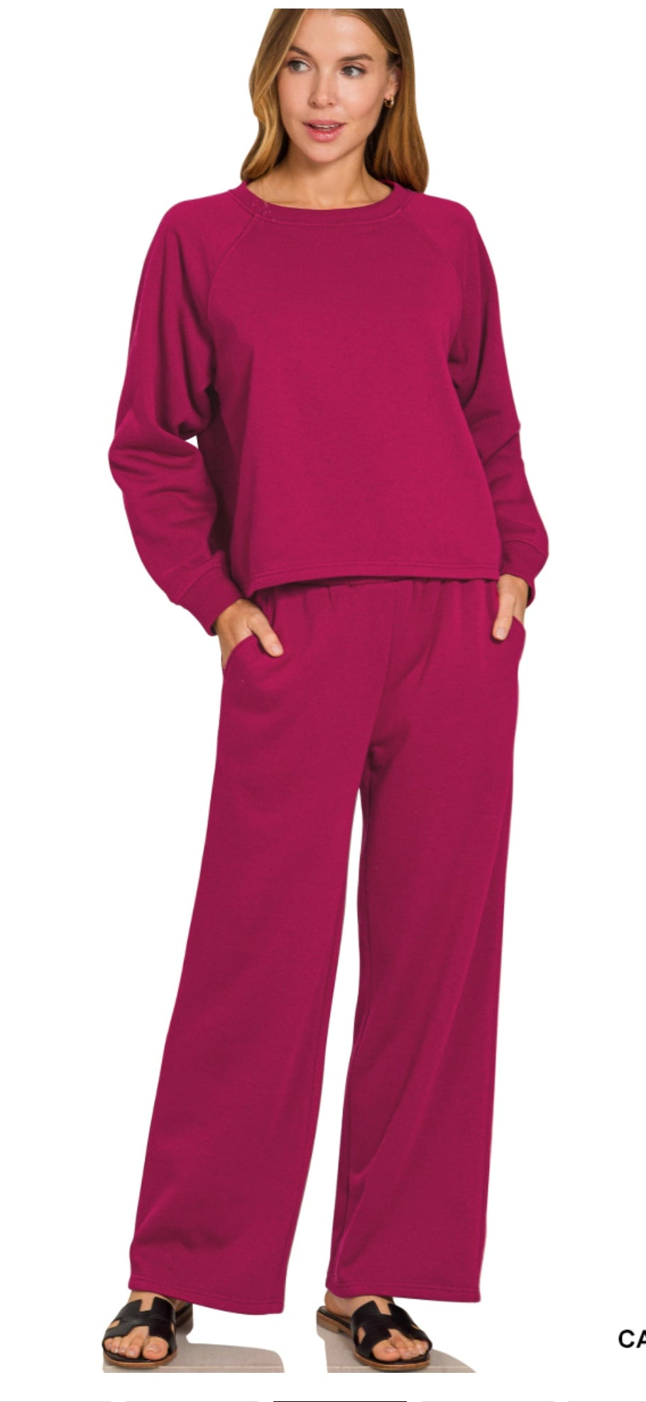 Fleece Loungewear Raglan Long Sleeve Sweatshirt & Pants