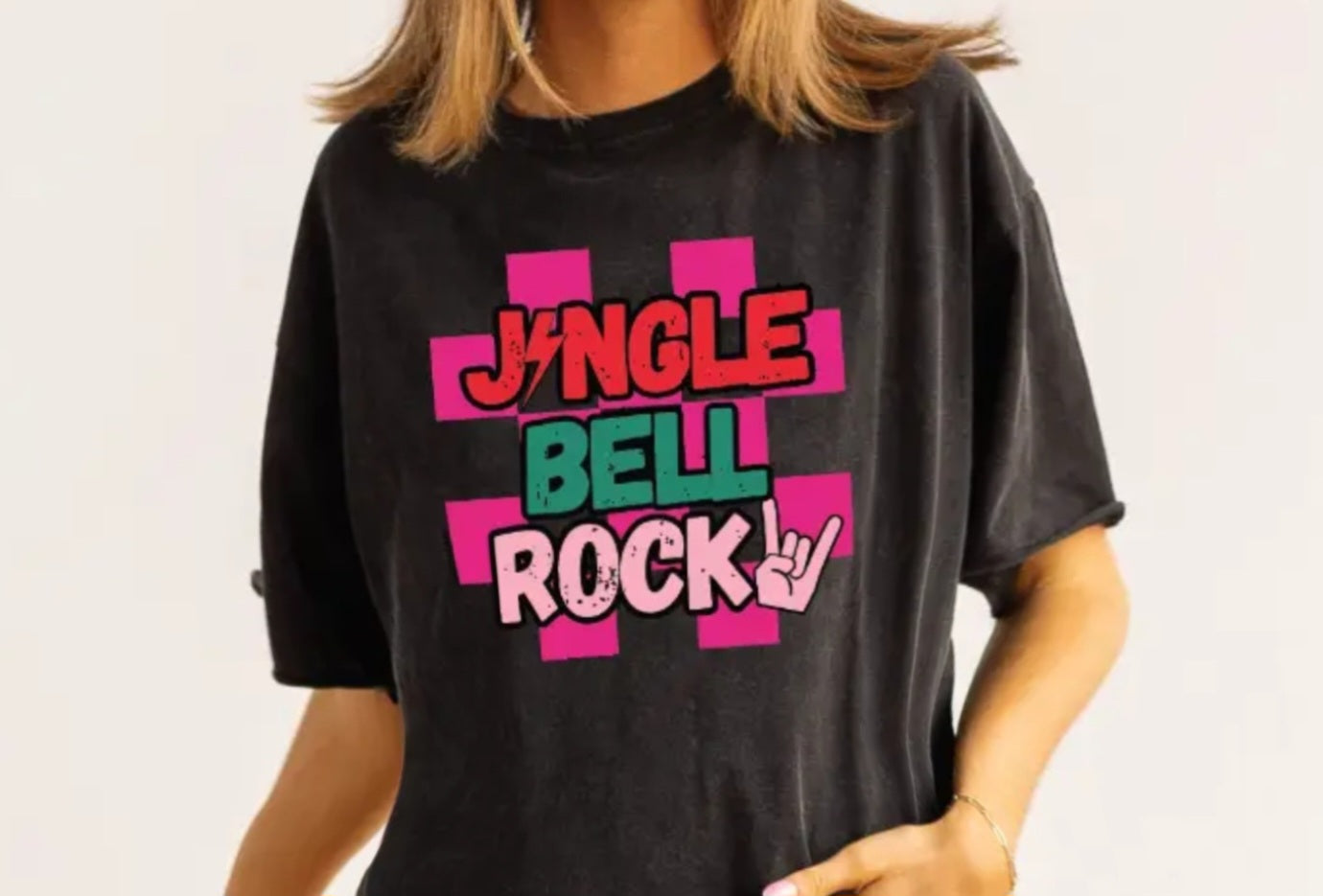 Jingle Bell Rock T Shirt Black - Small/Medium | Charlotte's Classy Closet