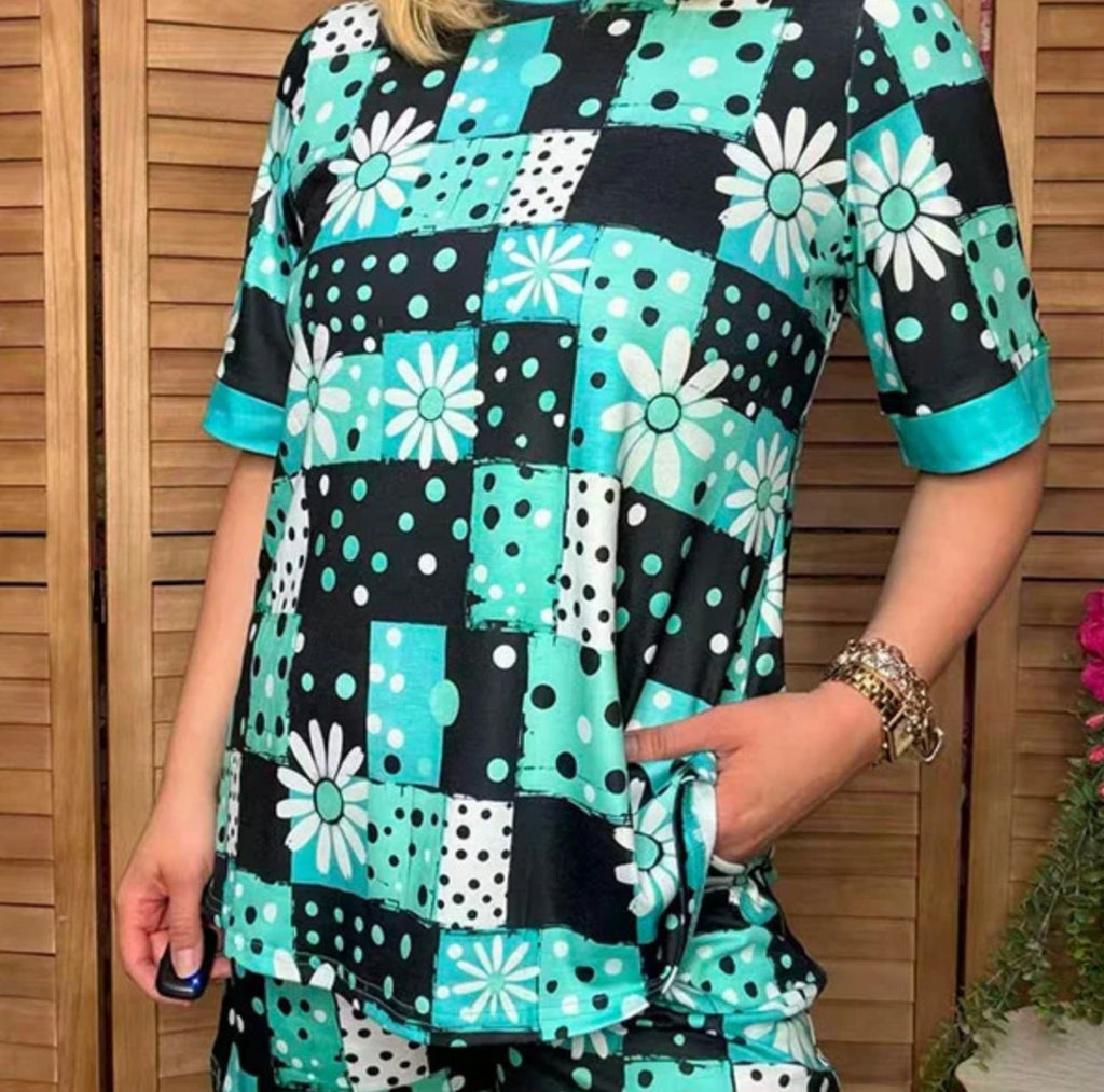 Southern Stitch Multi-Color 2-Piece Shorts and Top Outfit | Large & XL Only