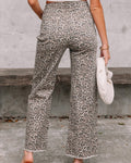 High Rise Leopard Print Cropped Raw Hem Jeans | Brown Leopard