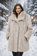 Genuine Fur Plush Canadian Ivory/Taupe/Gray Mink Coat - photo 1