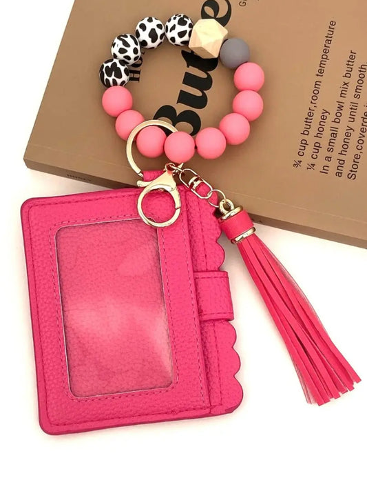 Beautiful Beaded Style Bracelet Keychain Card Holder Wallet