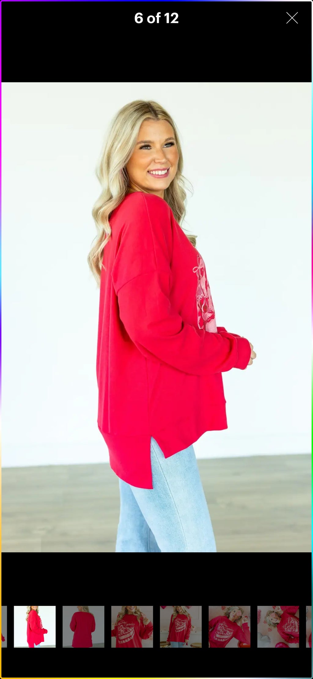 Kiss Cake RED OVERSIZED SUPER SOFT LIGHTWEIGHT MICRO FLEECE TOP - photo 3